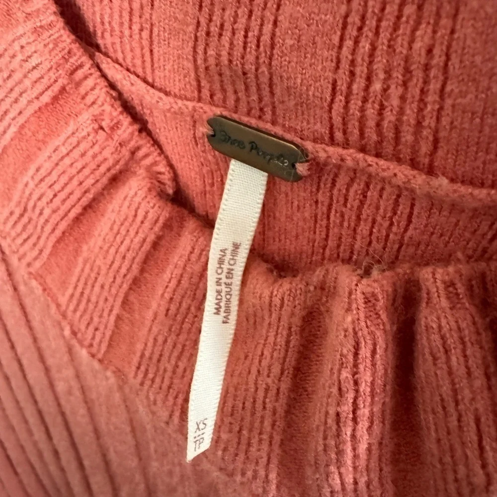 Free People Lorrie Coral Ribbed Sweater Dress